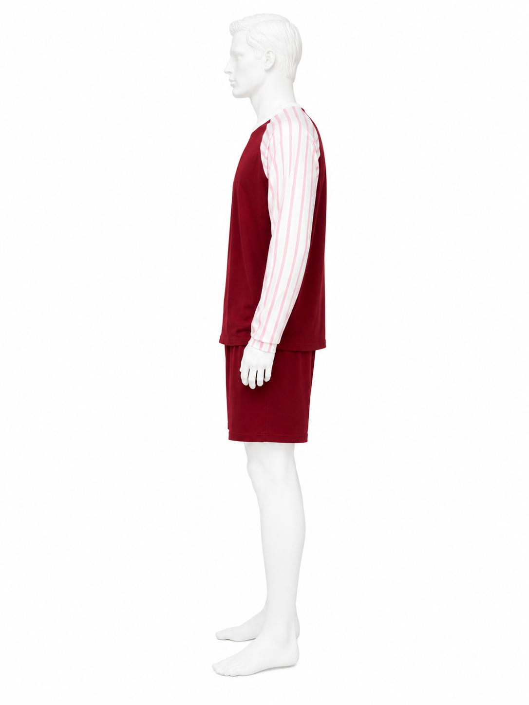 Red Striped Raglan Long-Sleeve Shorts Set