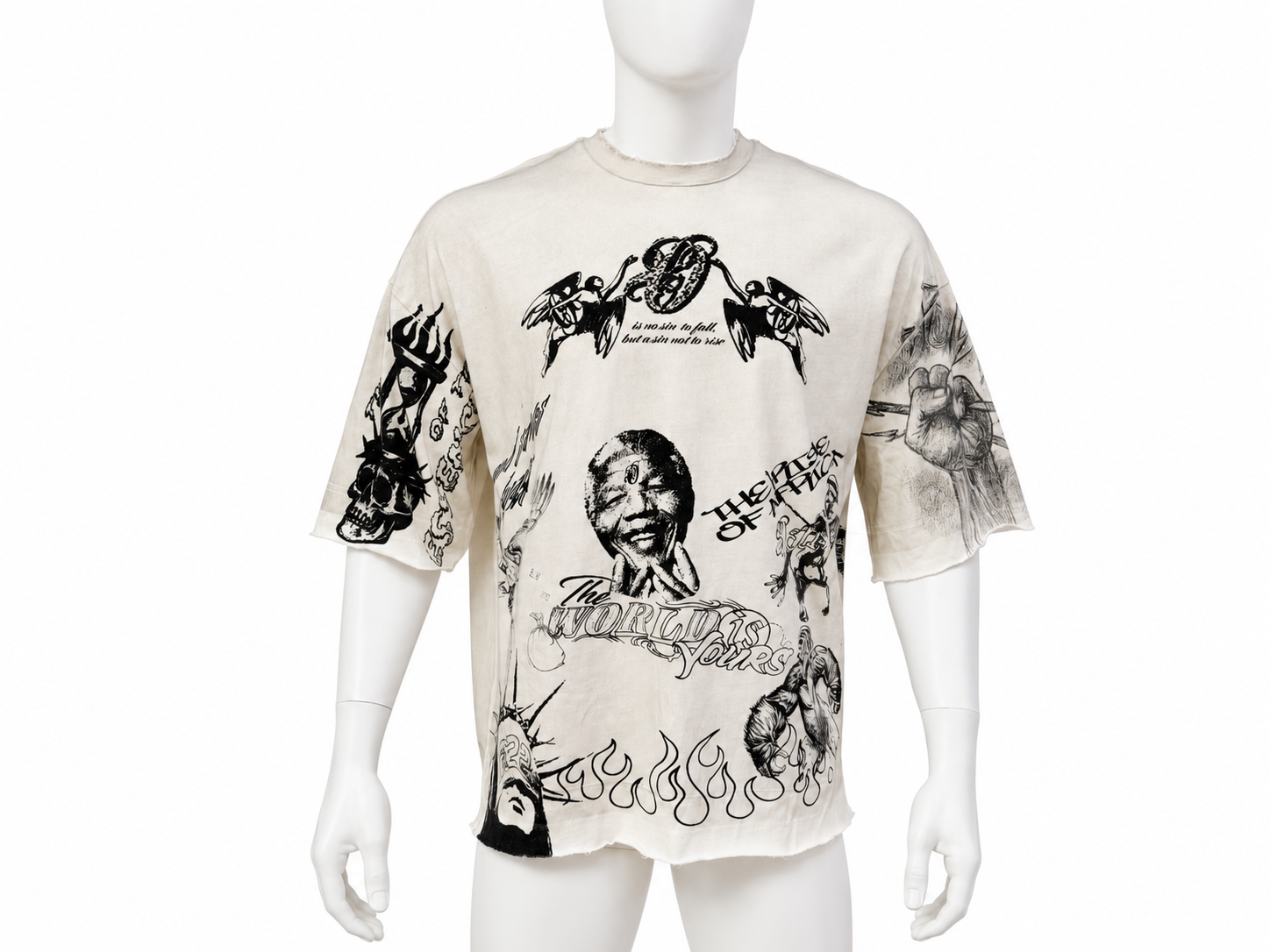 Vintage-Wash All-Over Graphic T-Shirt