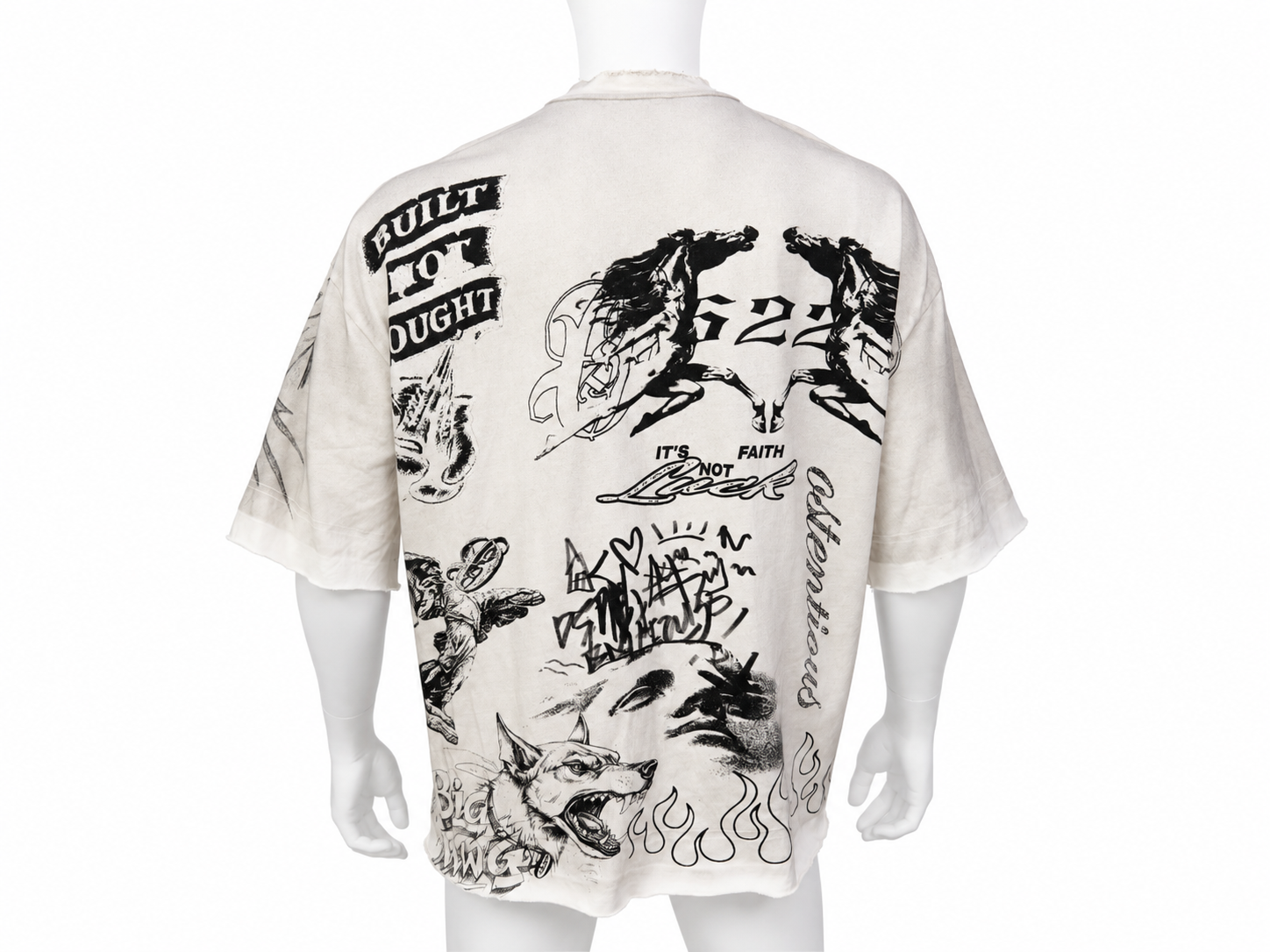 Vintage-Wash All-Over Graphic T-Shirt