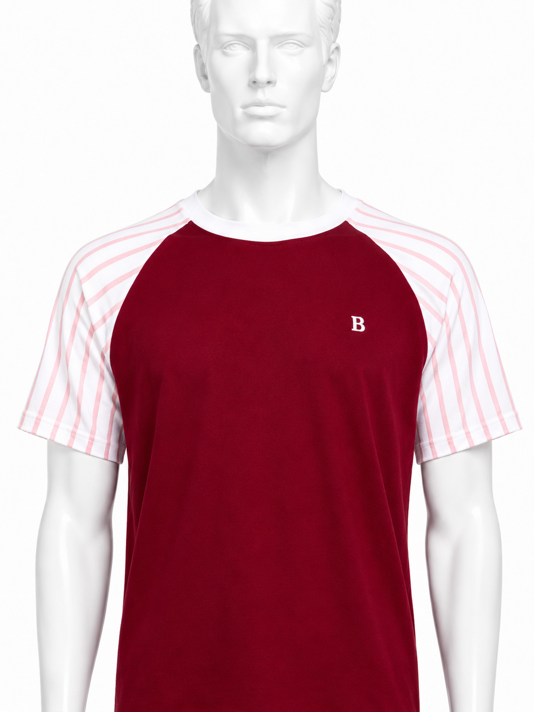 Red Contrast-Sleeve Raglan T-Shirt
