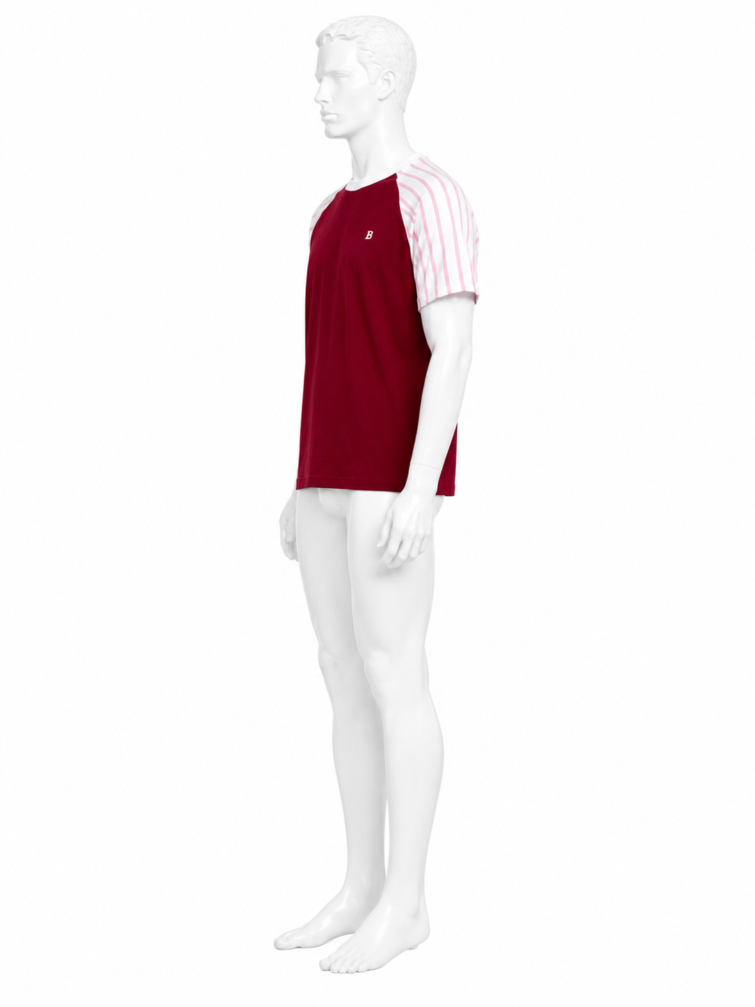 Red Contrast-Sleeve Raglan T-Shirt