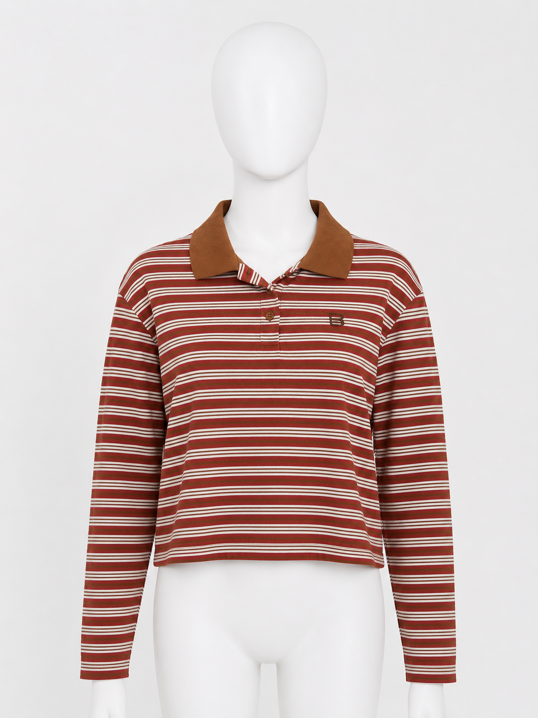 Women’s Striped Long Sleeve Polo Shirt