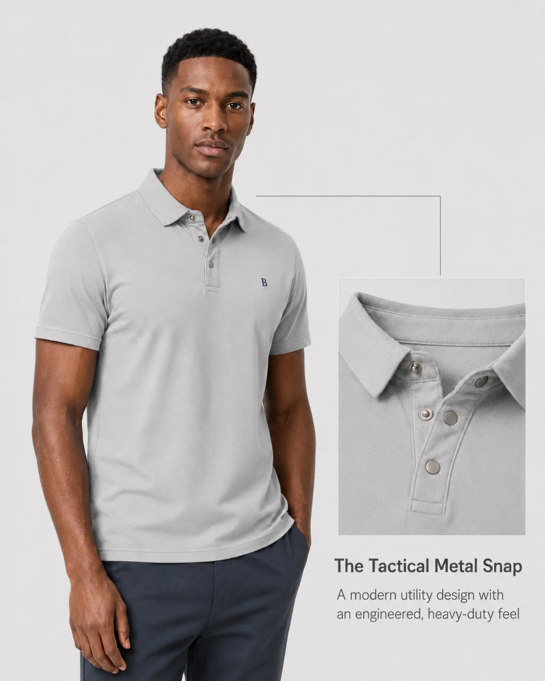 Tactical Metal Snap Polo Placket