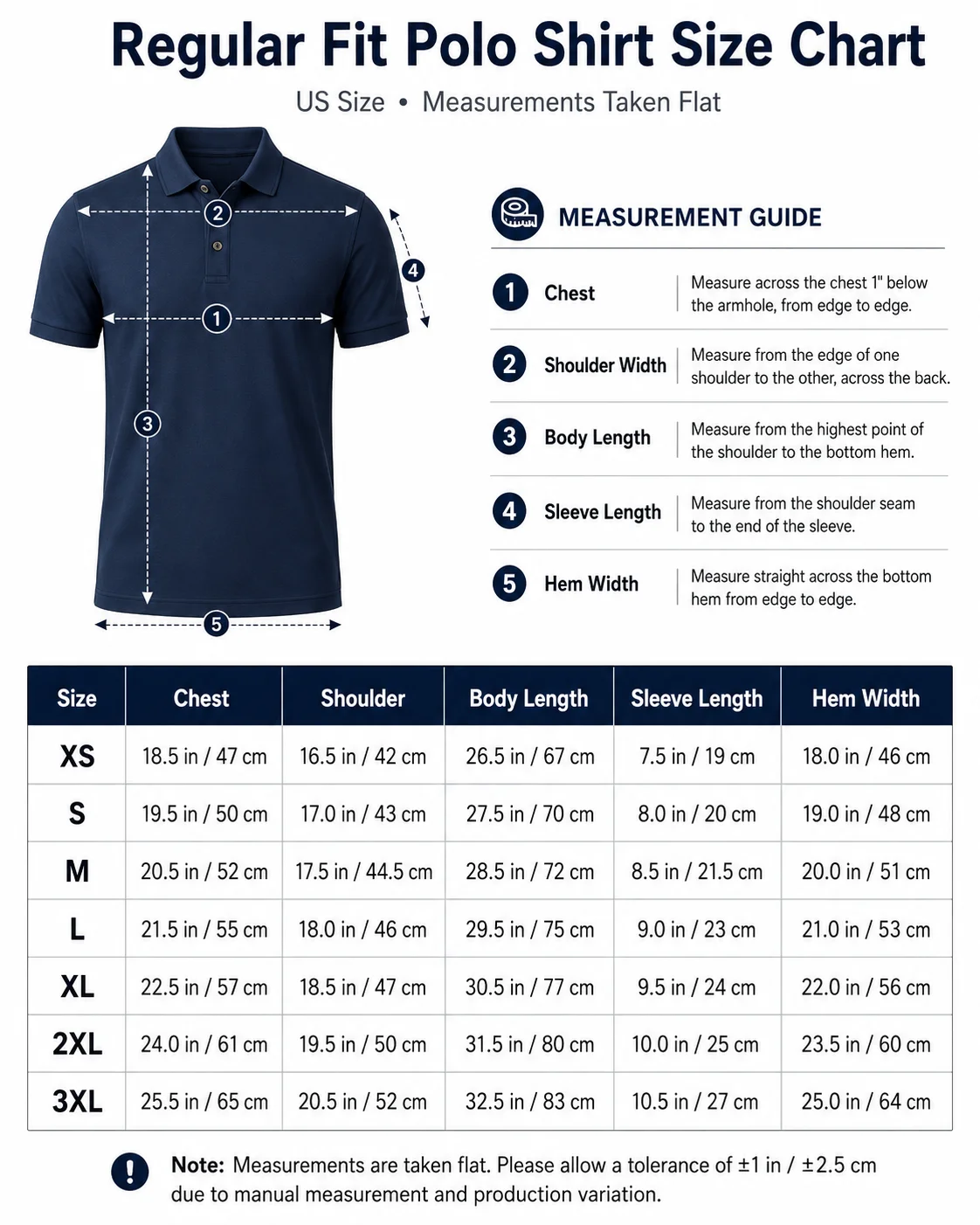 Brad Apparel Sizing Guide Template