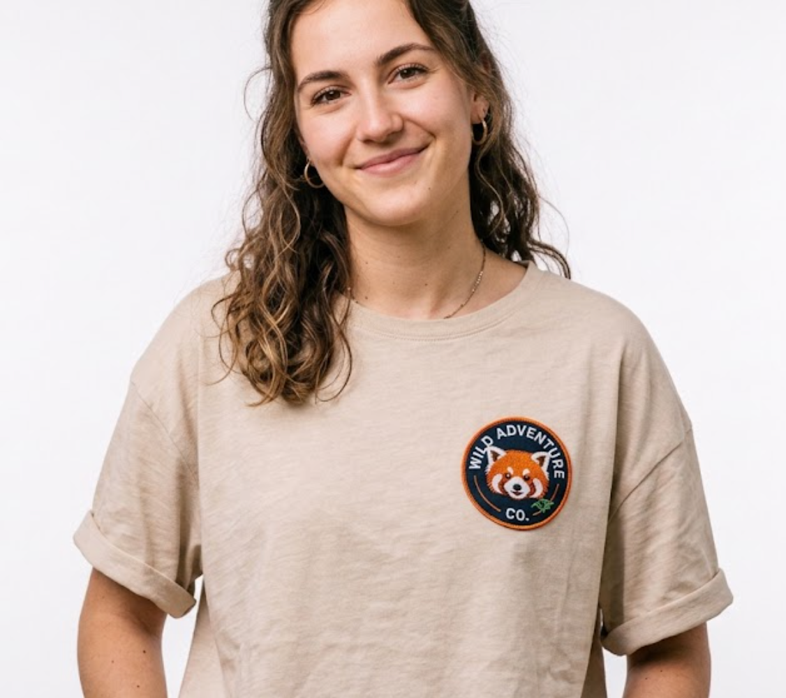 Embroidered patch sewn onto garment
