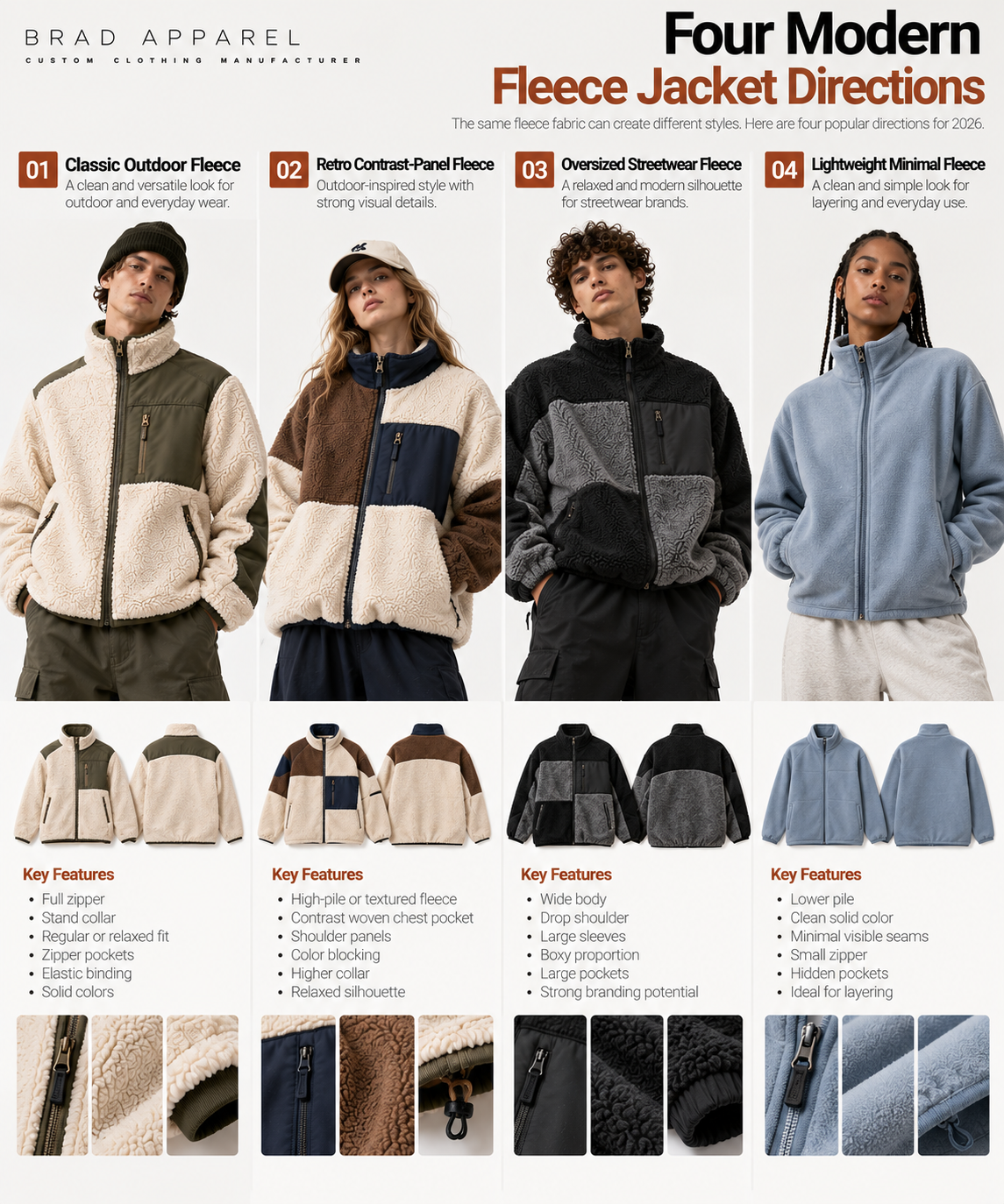 Four Modern Fleece Jacket Directions Four modern fleece jacket directions