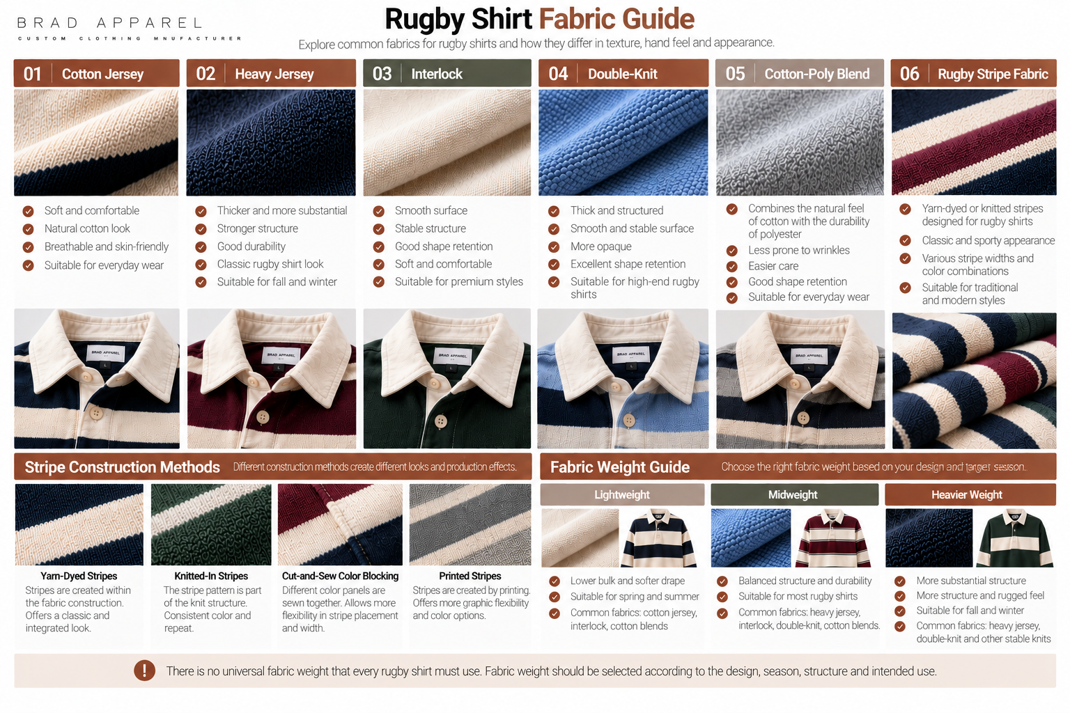 Rugby shirt fabric, stripe and color-block construction guide
