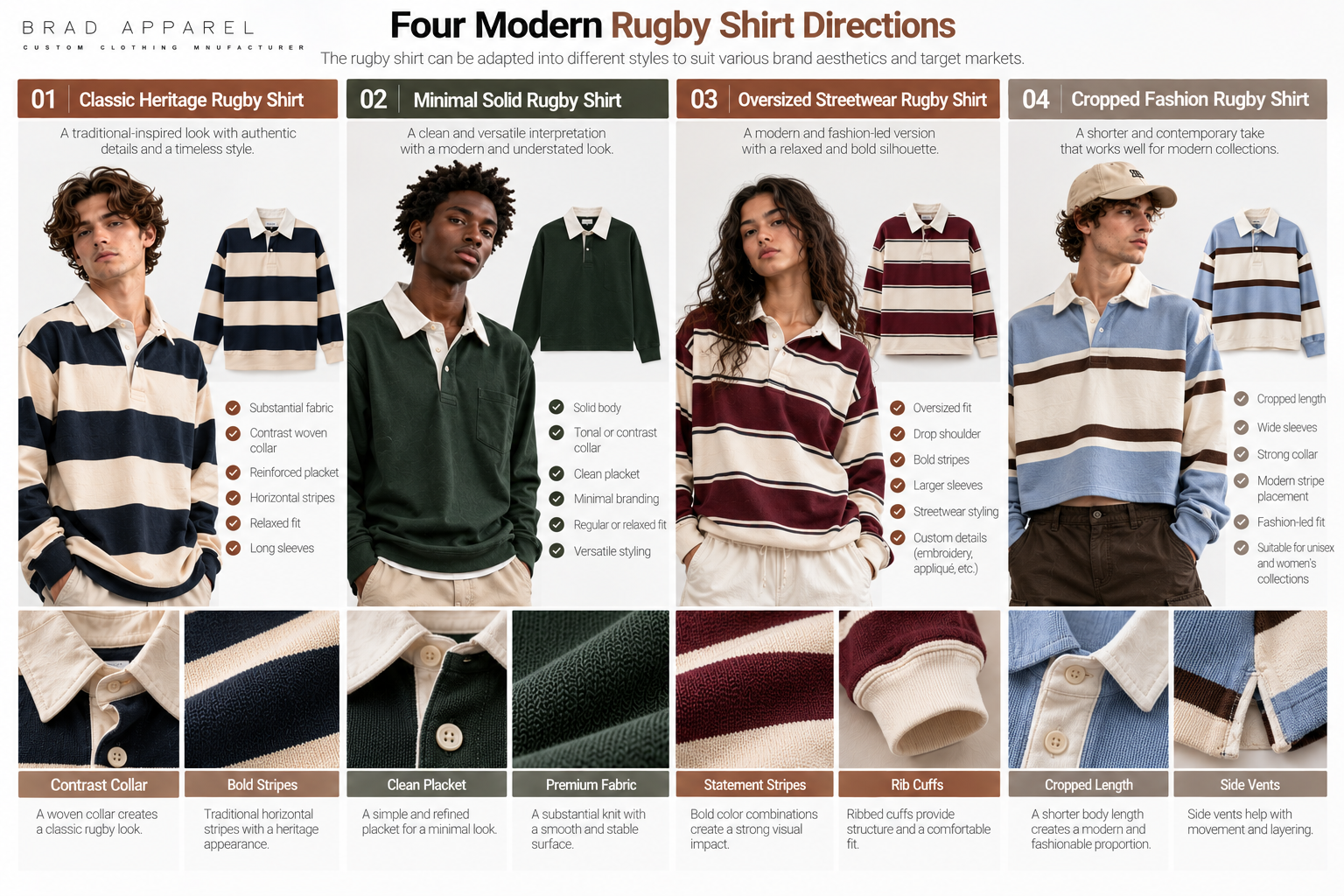 Four modern rugby shirt directions