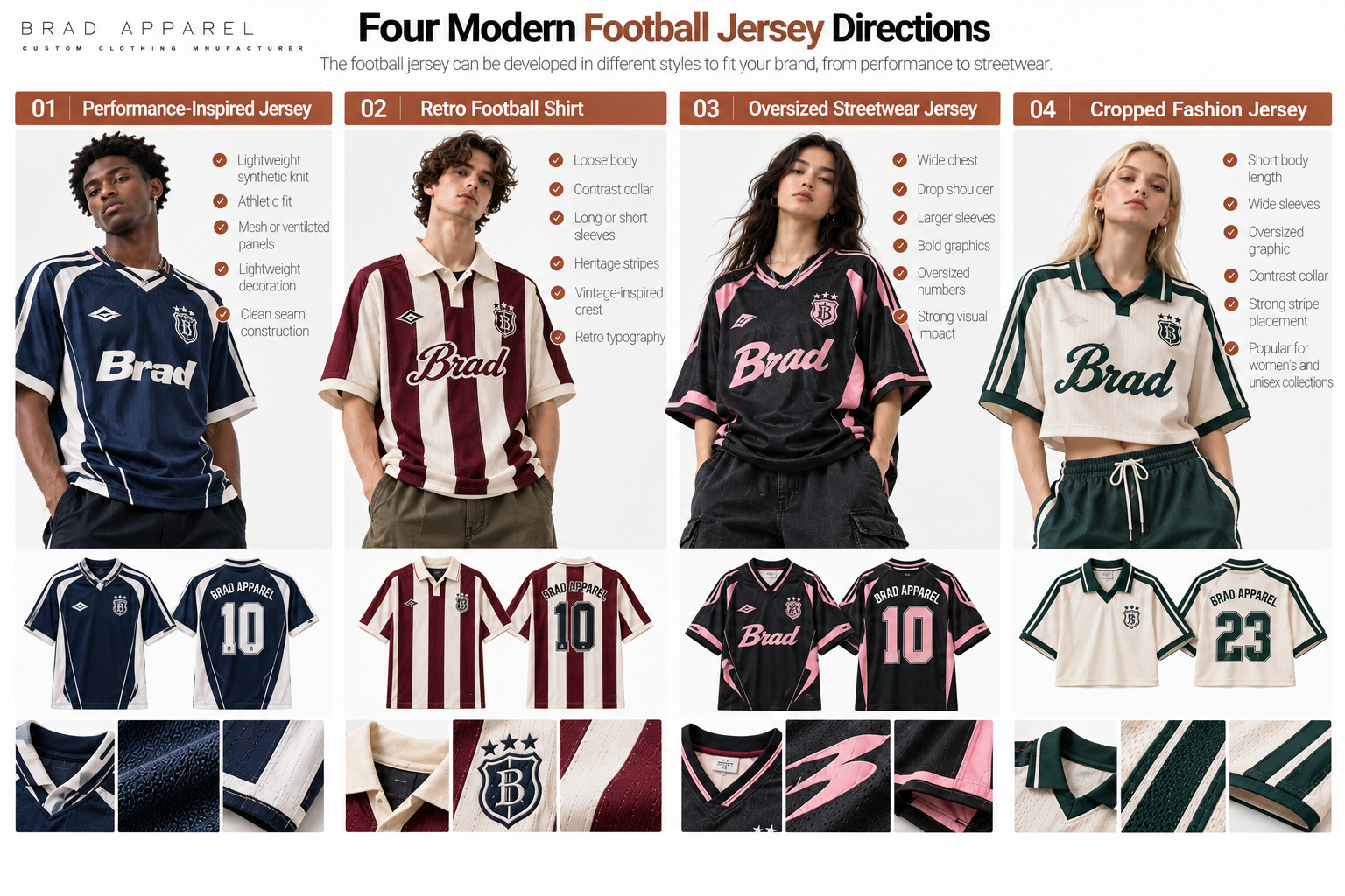 Four modern football jersey directions