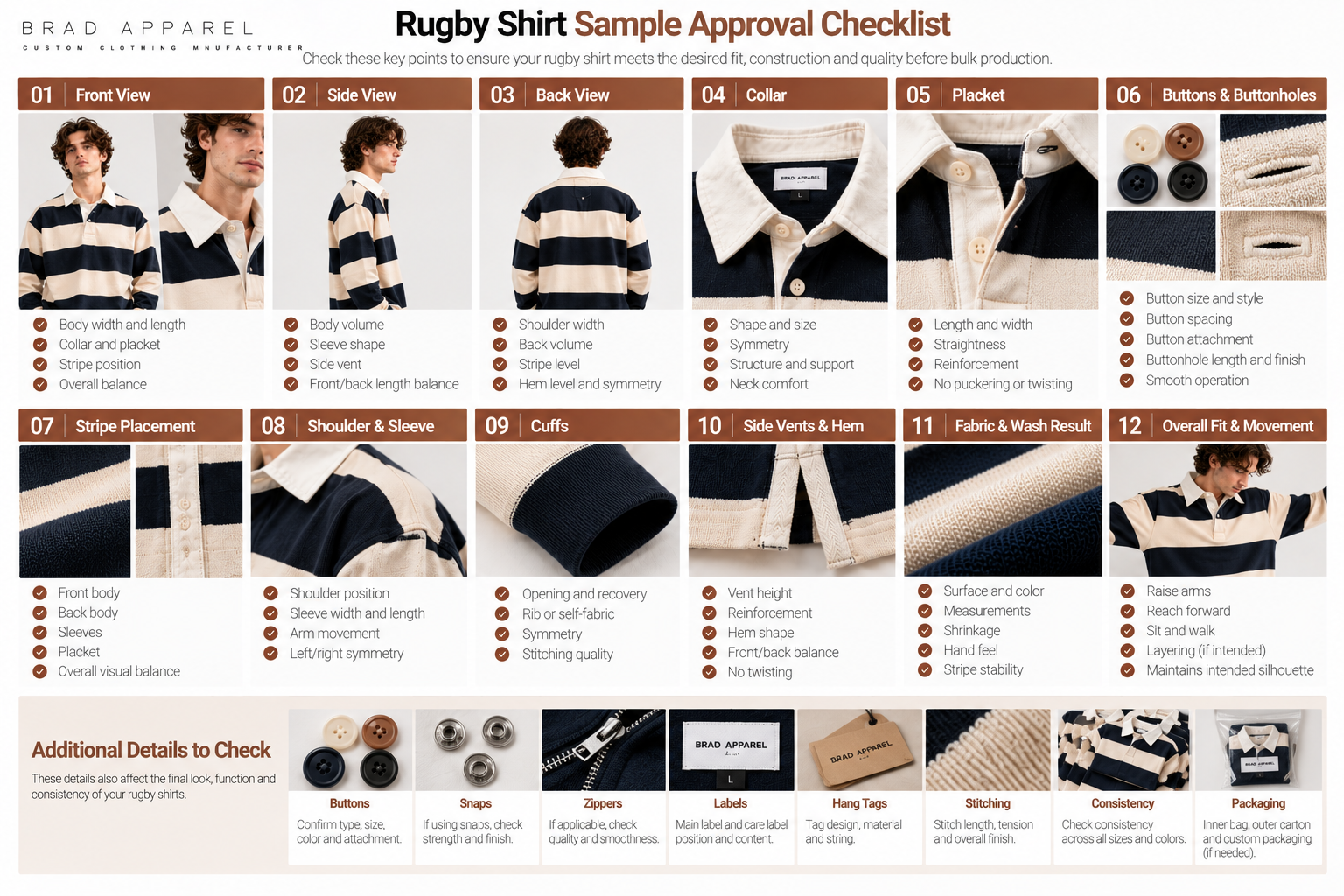 Rugby shirt sample approval checklist
