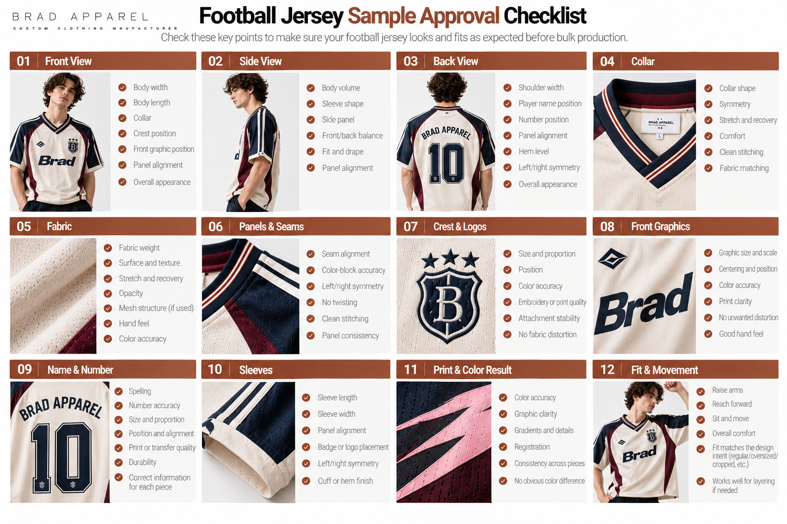 Football jersey sample approval checklist